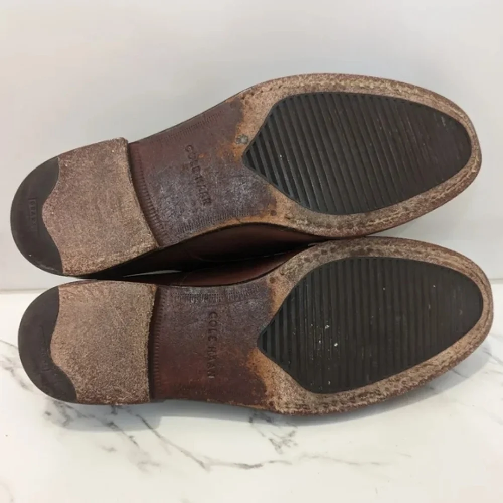 Cole Haan Men's Grand OS Brown Plain Toe Lace Up Oxford Dress Shoes Size 9.5 M